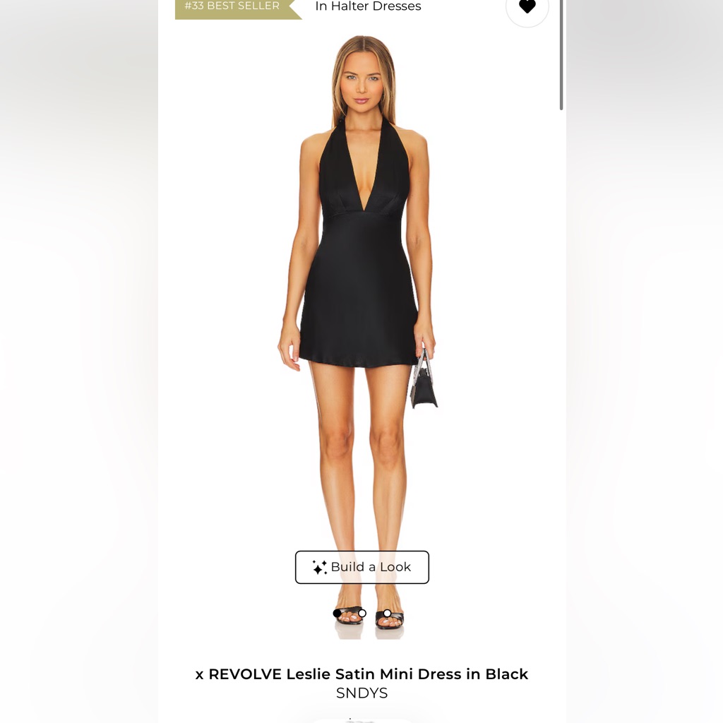 Sndys Leslie Satin Mini Dress Black Nwt